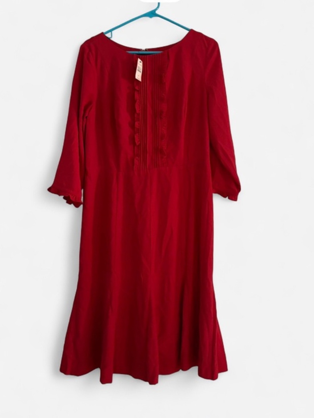 Talbots Red Ruffle Bell Sleeve Midi Dress Size 10